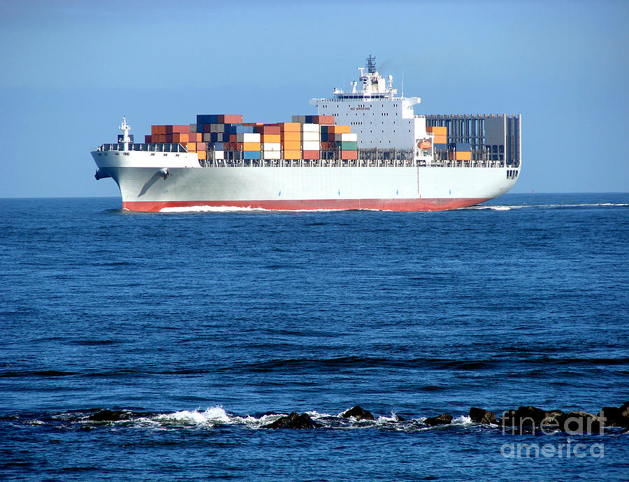 Transportation Photograph - Container Ship by Olivier Le Queinec