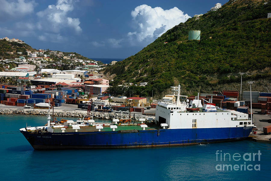 Transportation Photograph - Container Ship St Maarten by Amy Cicconi