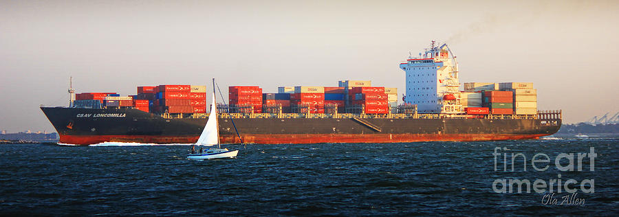 Containers and Sails on the Chesapeake Bay Photograph by Ola Allen