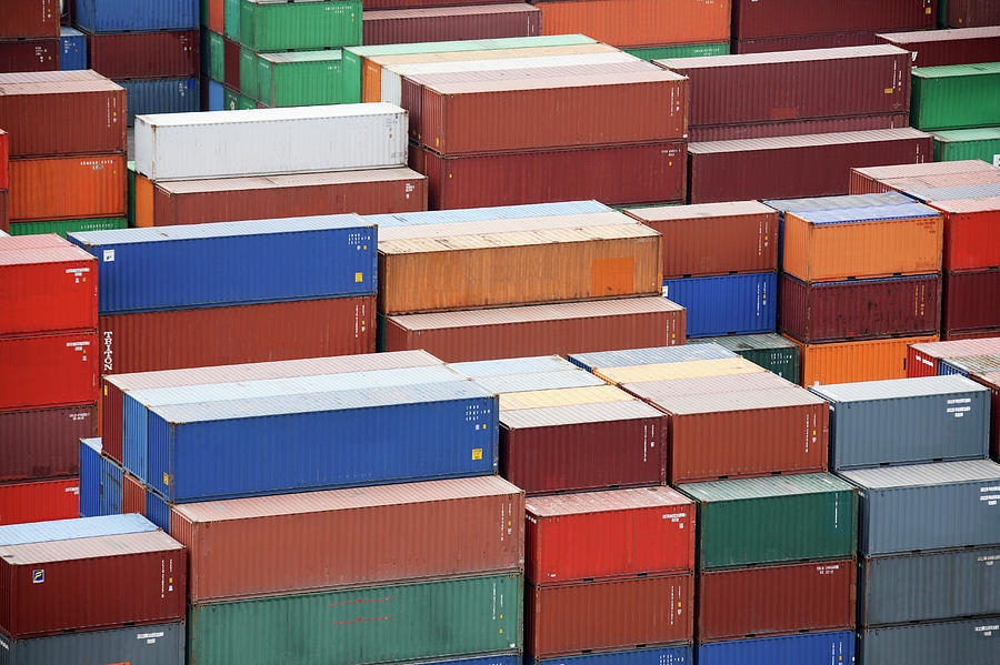 Containers At A Cargo Port Photograph By Steve Allen Science Photo 