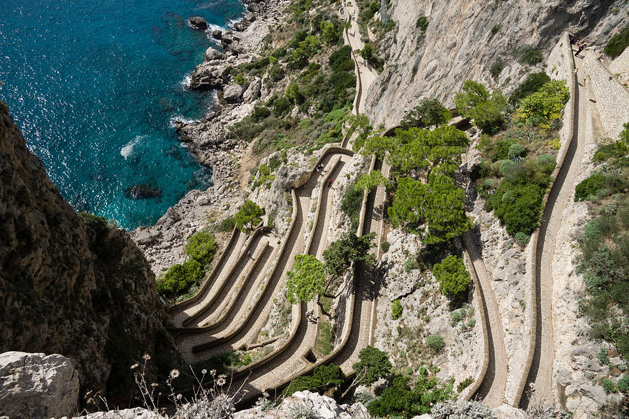 Contemplating Mediterranean Vacations - Via Krupp Capri Island Italy Photograph by Georgia Mizuleva