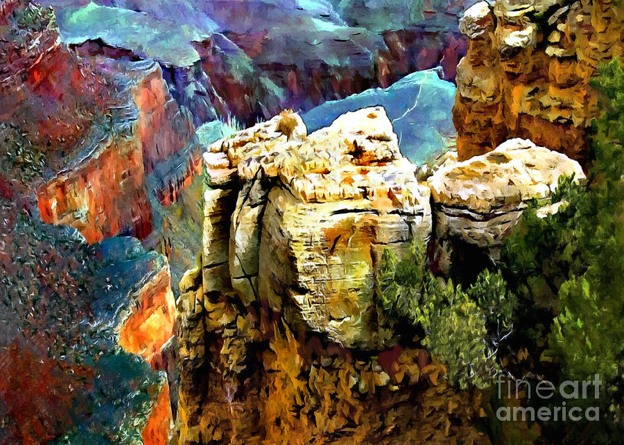 Grand Canyon National Park Painting - Contemplating spending Forever Here by Bob and Nadine Johnston