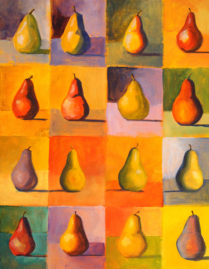 Contemplating the Pear Painting by Nancy Merkle