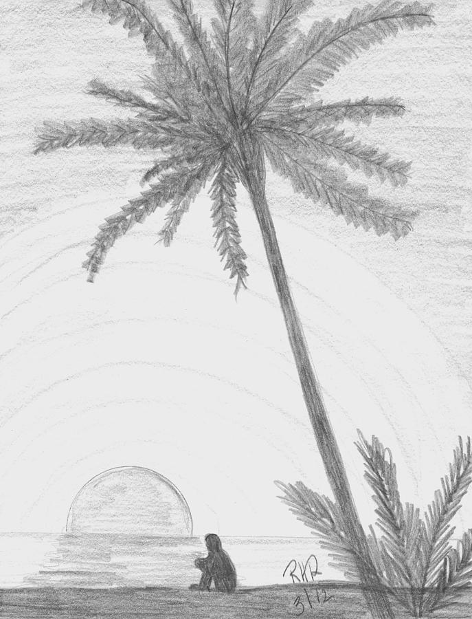 Contemplation At The Beach Drawing By Ray Ratzlaff
