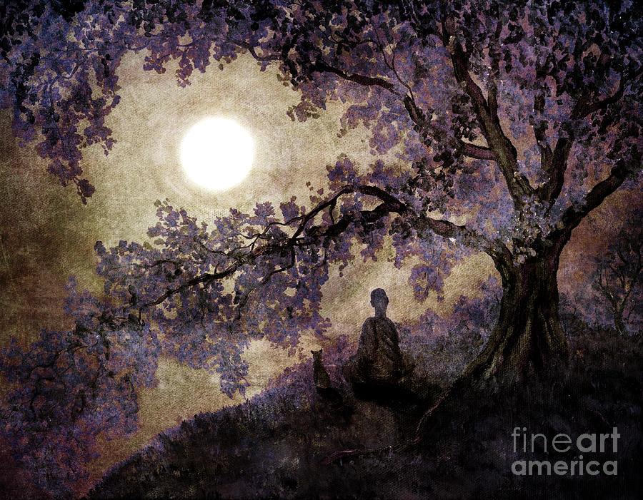 Buddha Digital Art - Contemplation Beneath the Boughs by Laura Iverson