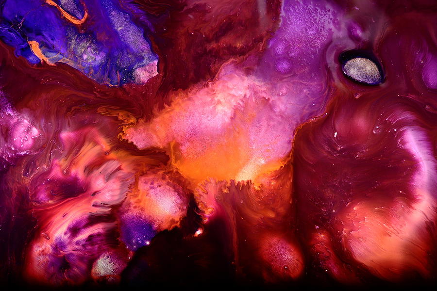 Contemporary Abstract Purple Bubbles by KredArt Bubl Painting by Serg Wiaderny