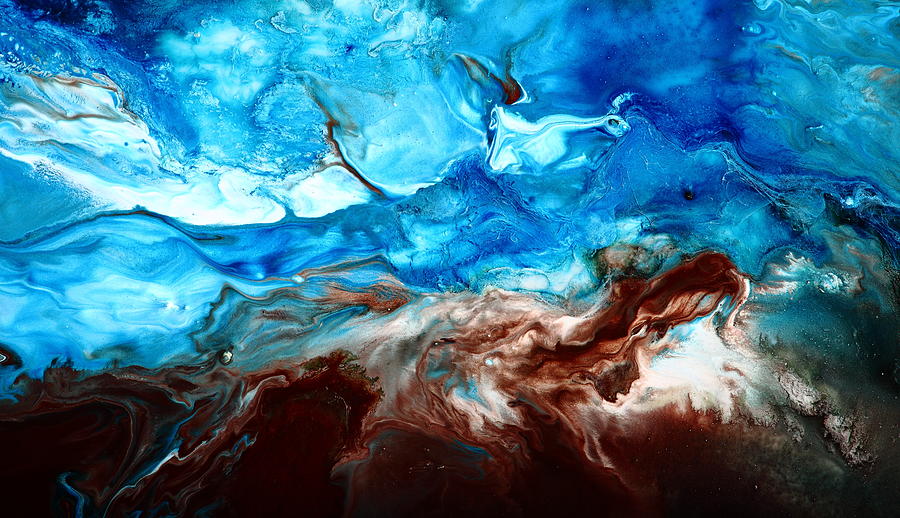 Contemporary Blue Abstract Art Fluid Painting-Rapid by Kredart Painting by Serg Wiaderny