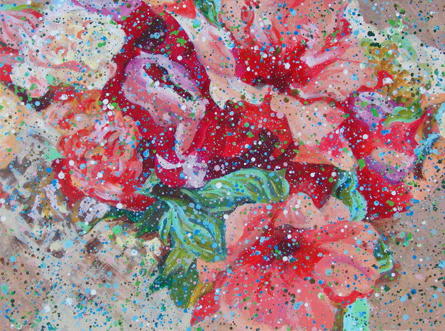 Flower Painting - Contemporary Flowerz Original Acrylic Floral Painting by Wendy Middlemass