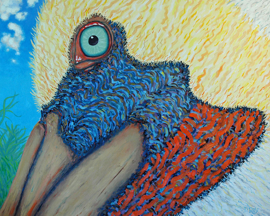 Contemporary Pelican Face Painting by Dwain Ray