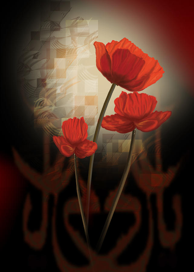 contemporary still life Poppys a creation in red Painting