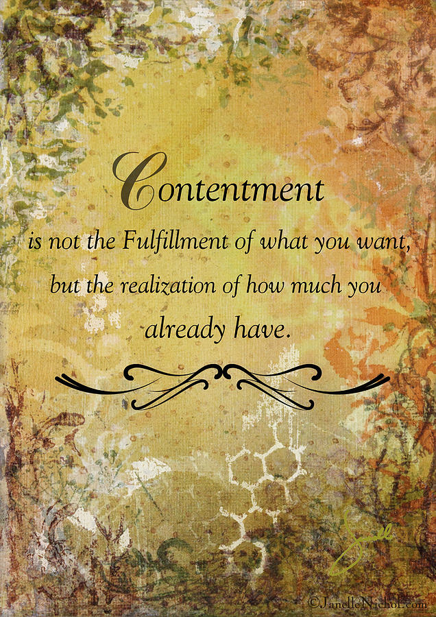Inspirational Mixed Media - Contentment inspirational Christian Art Print by Janelle Nichol