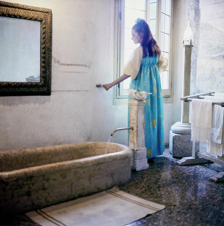 Contessa Giuliana Dolcese In Her Bathroom Photograph by Horst P. Horst