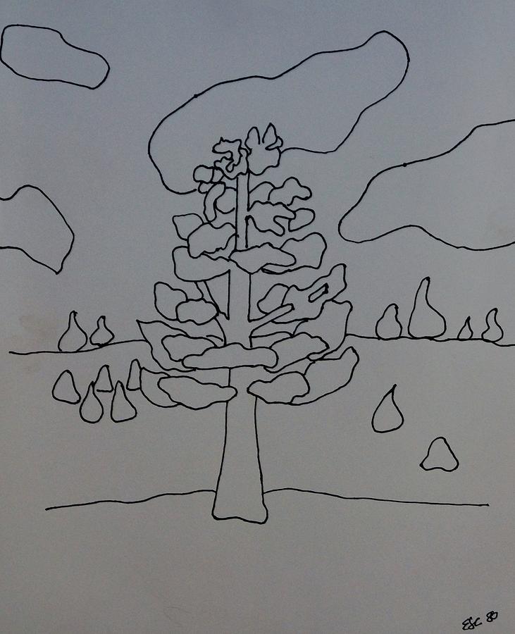 Contour Tree Five Drawing by Erika Jean Chamberlin