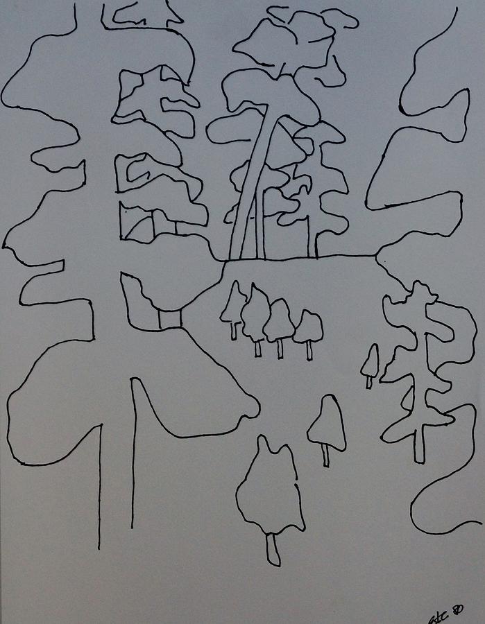 Contour Tree Two Drawing by Erika Jean Chamberlin