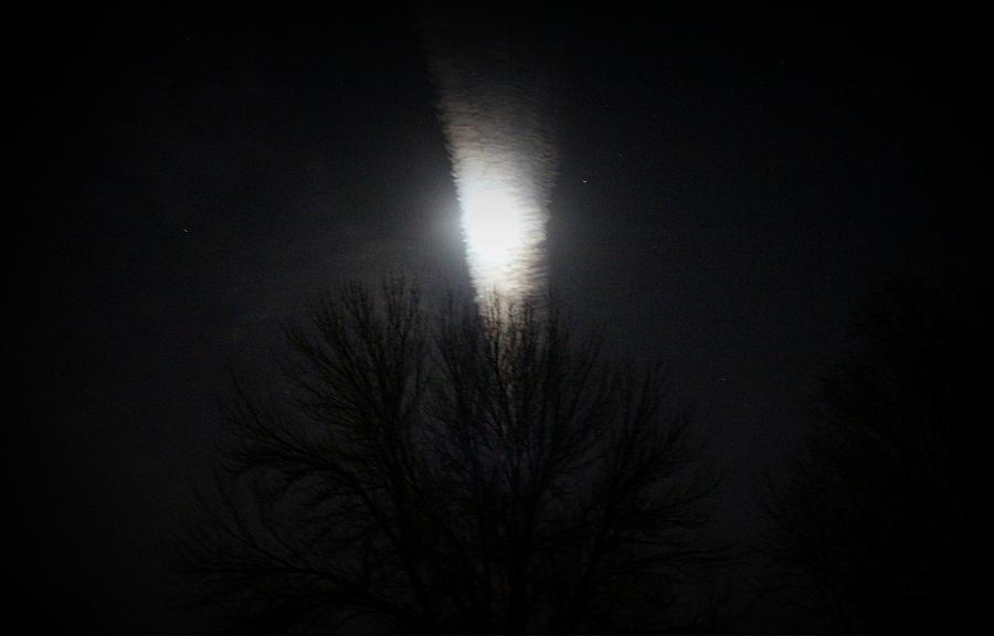 Contrail Full Moon Photograph by Elizabeth Sullivan