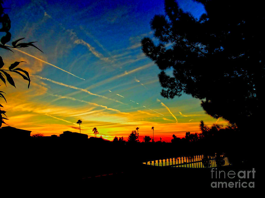Contrail Sunset In Yuma Photograph by Al Bourassa