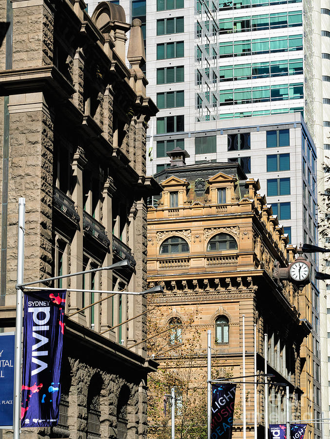 Romanesque Photograph - Contrasting architecture - old Sydney sandstone with modern buildings behind by David Hill