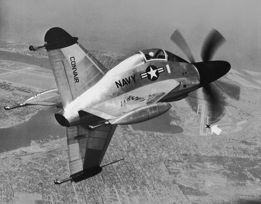 San Diego Photograph - Convairs XFY-1, POGO by Underwood Archives
