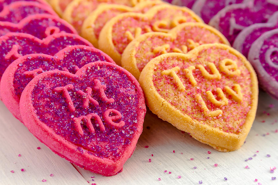 Cookie Photograph - Conversation Heart Cookies by Teri Virbickis