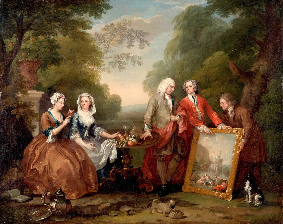William Hogarth Painting - Conversation Piece. Portrait of Sir Andrew Fountaine with Other Men and Women by William Hogarth