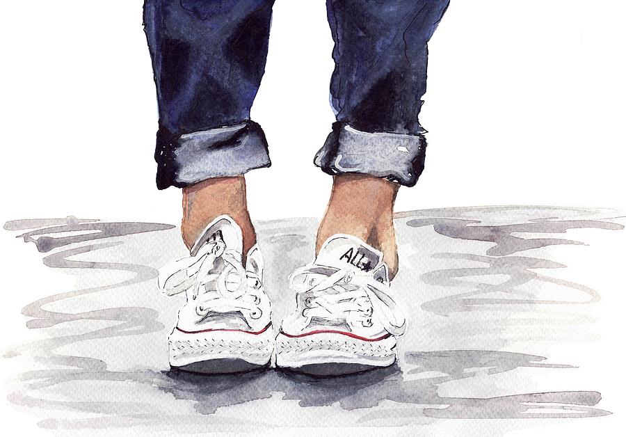 Shoes Painting - Converse by Bridget Davidson