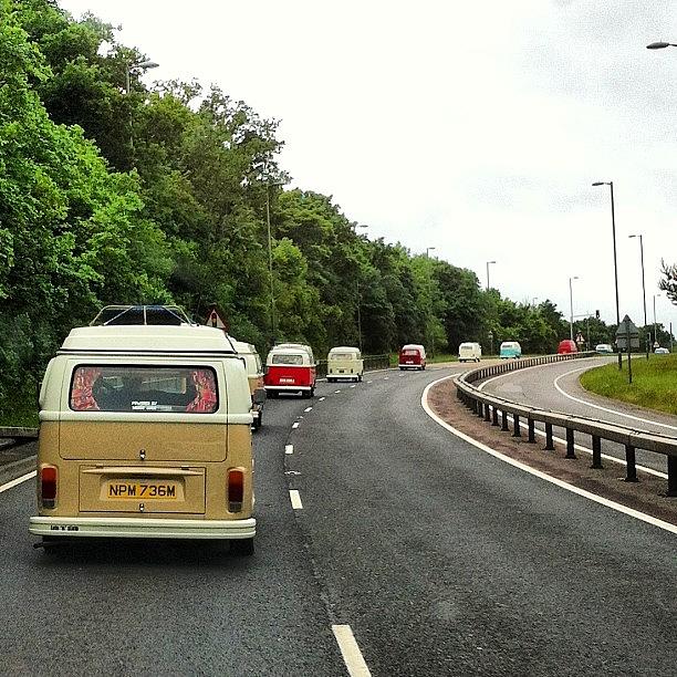 Summer Photograph - Convoy To The #camper&busshow At by Jimmy Lindsay
