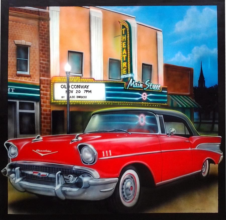 Conway main street theatre Painting by Amatzia Baruchi