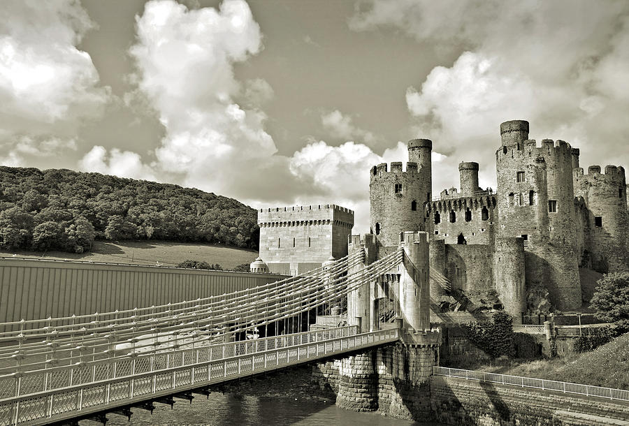 Conwy Castle and Telford Suspension Bridge Photograph by Mal Bray