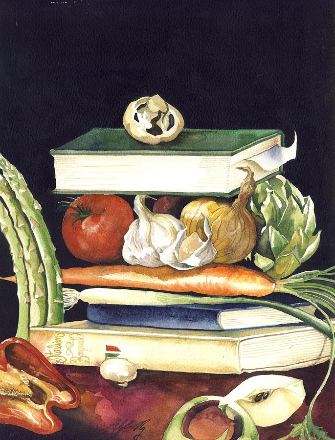 Cook Books Painting by Alfred Ng