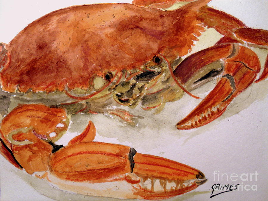 Cooked Crab Dinner Painting by Carol Grimes