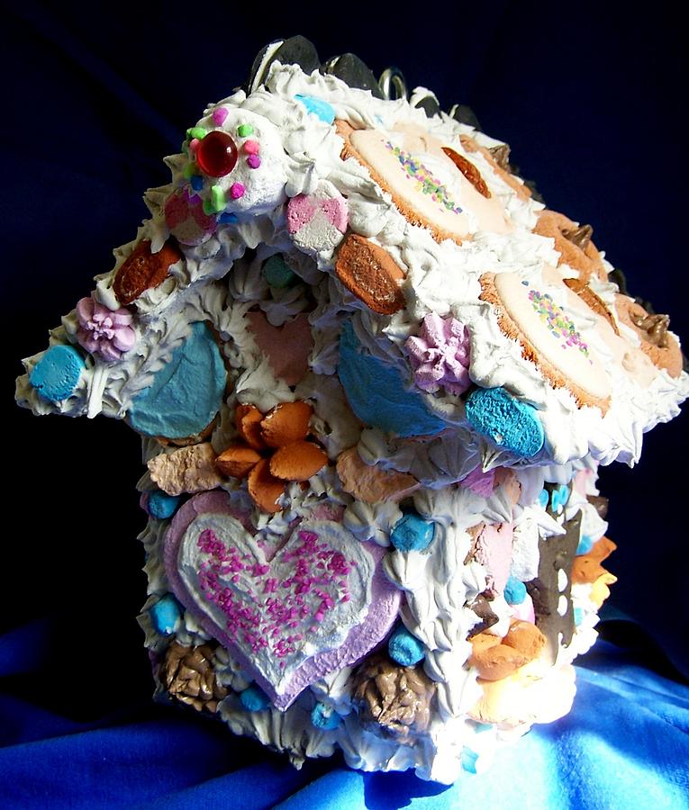 Cookie Birdhouse Sculpture Mixed Media by Kathleen Luther