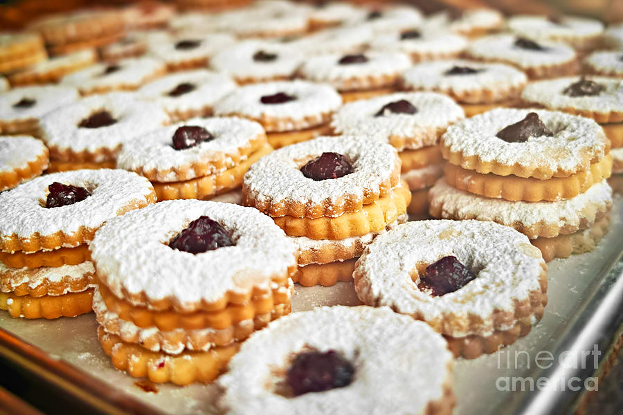 Cookie Photograph - Cookies on baking tray by Elena Elisseeva