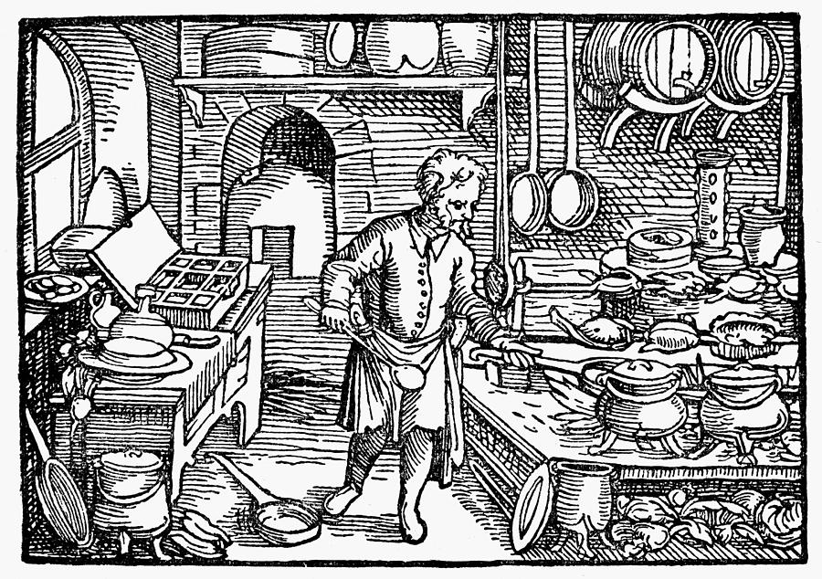 Cooking, C1530 Painting by Granger