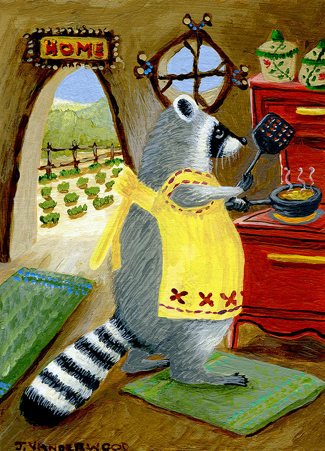Cooking Lunch Painting by Jacquelin L Vanderwood Westerman