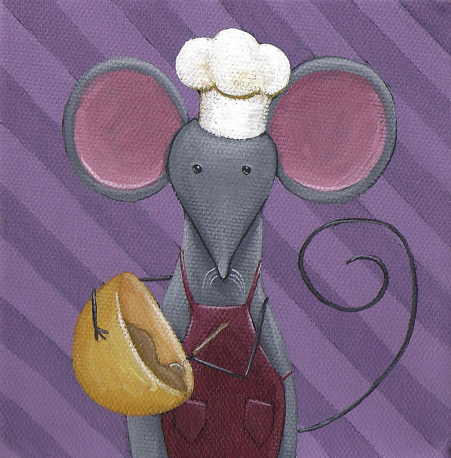 Mouse Painting - Cooking Mouse Kitchen Art by Christy Beckwith