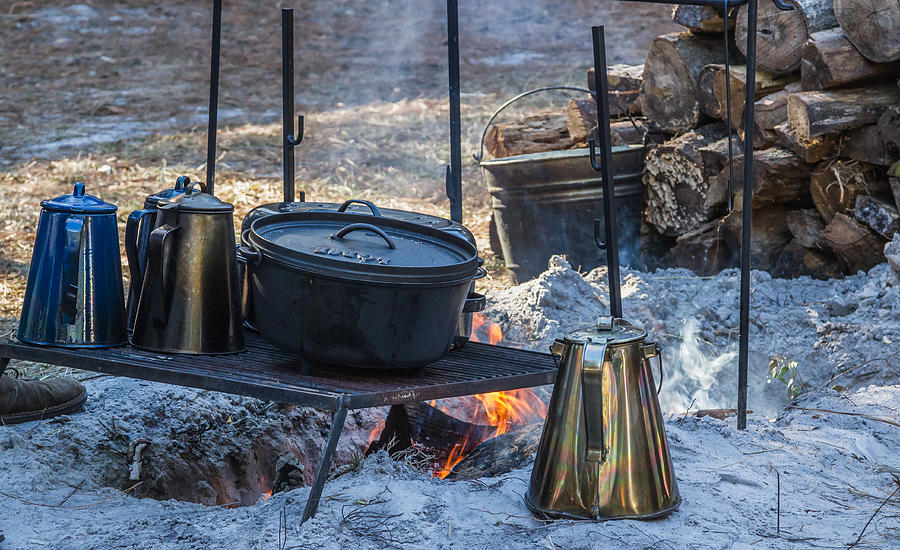 Cooking over the campfire Photograph by Jane Luxton