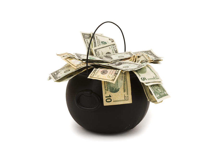 cooking Pot full of Money White Background Photograph by Keith Webber Jr