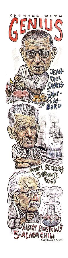 cooking With Genius Drawing by Drew Friedman
