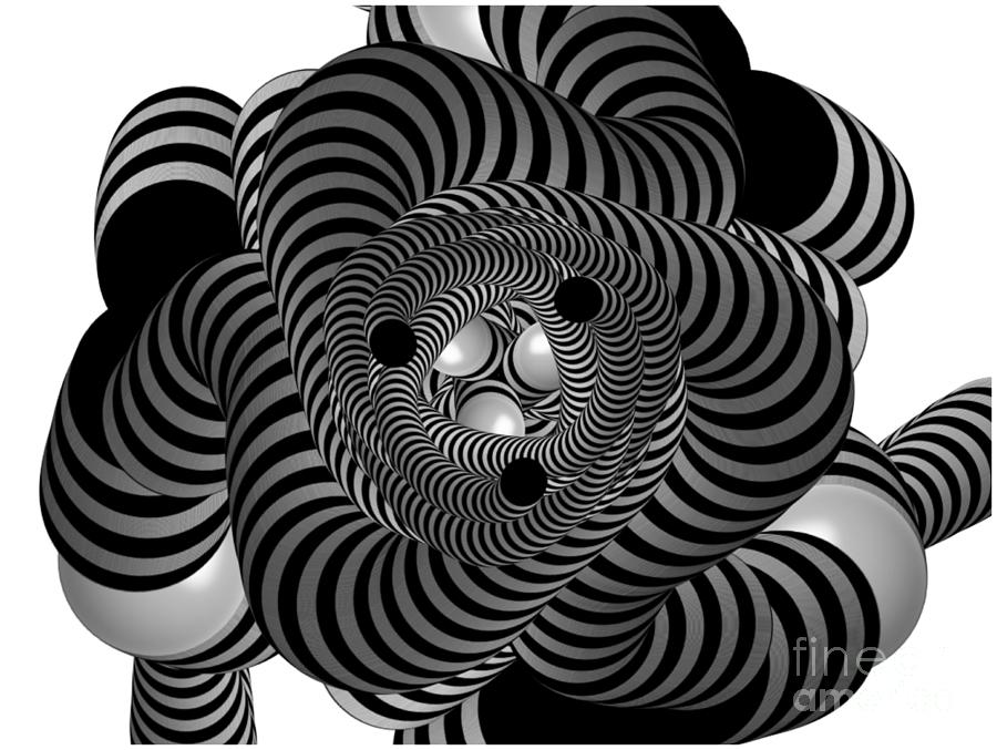 Black and White Cool Coils 3D Illusion Painting by Barefoot Bodeez Art