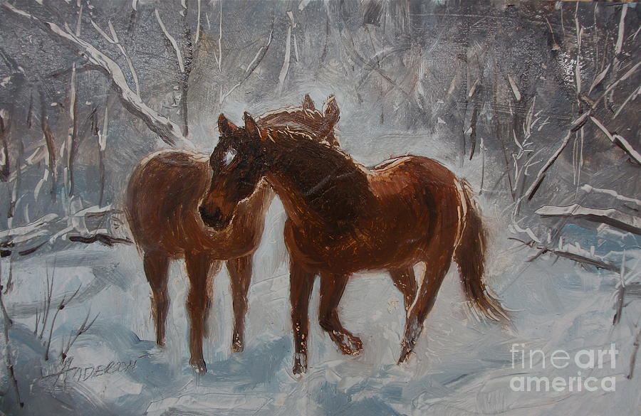 Horses Painting - Cool Down by Sherri Anderson Horses Painting - Cool Down by Sherri Anderson