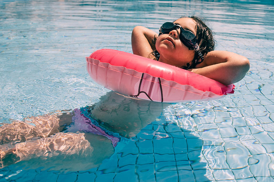Cool Little Girl In Bikini And Swim Glasses In Pool Photograph by Golero
