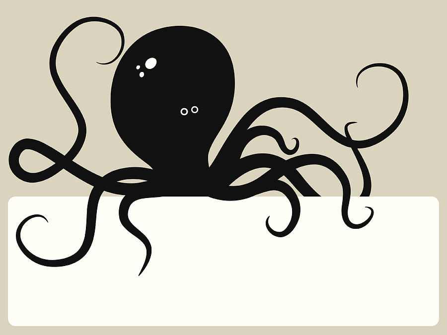Cool Octopus Holding A Blank Banner Drawing by Alashi