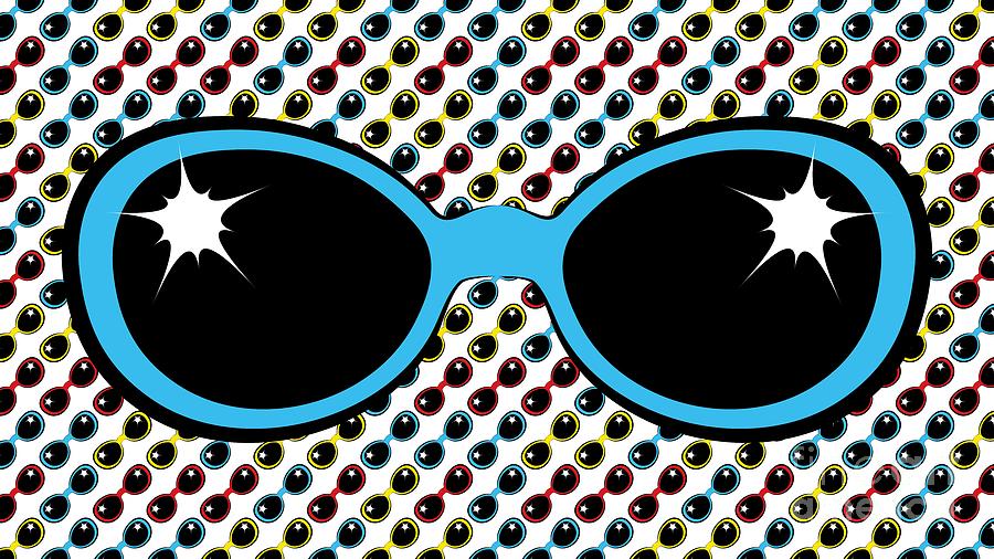 Cool retro Blue Sunglasses Digital Art by MM Anderson