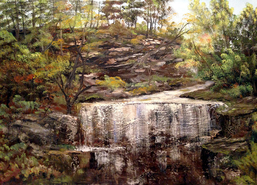 Cool Waterfall Painting by Dorothy Maier