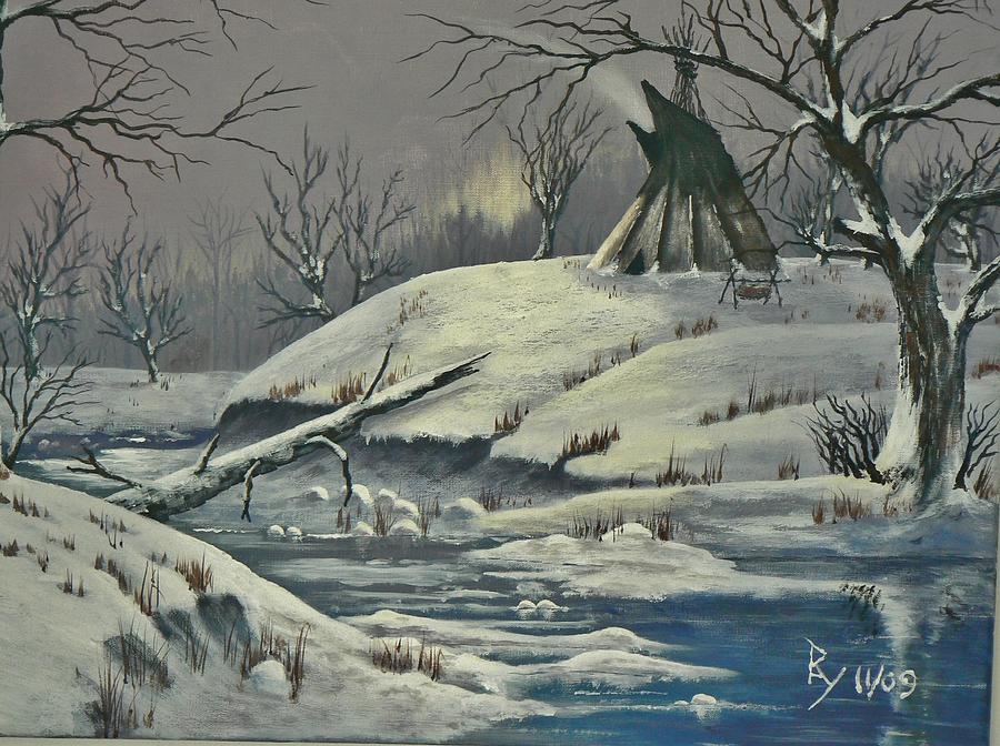 Cool Winter Eve Painting by Ray Nutaitis