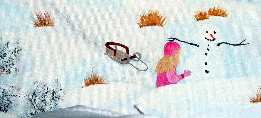 Cool  Winter Friend - Snowman - Fun Painting by Barbara A Griffin