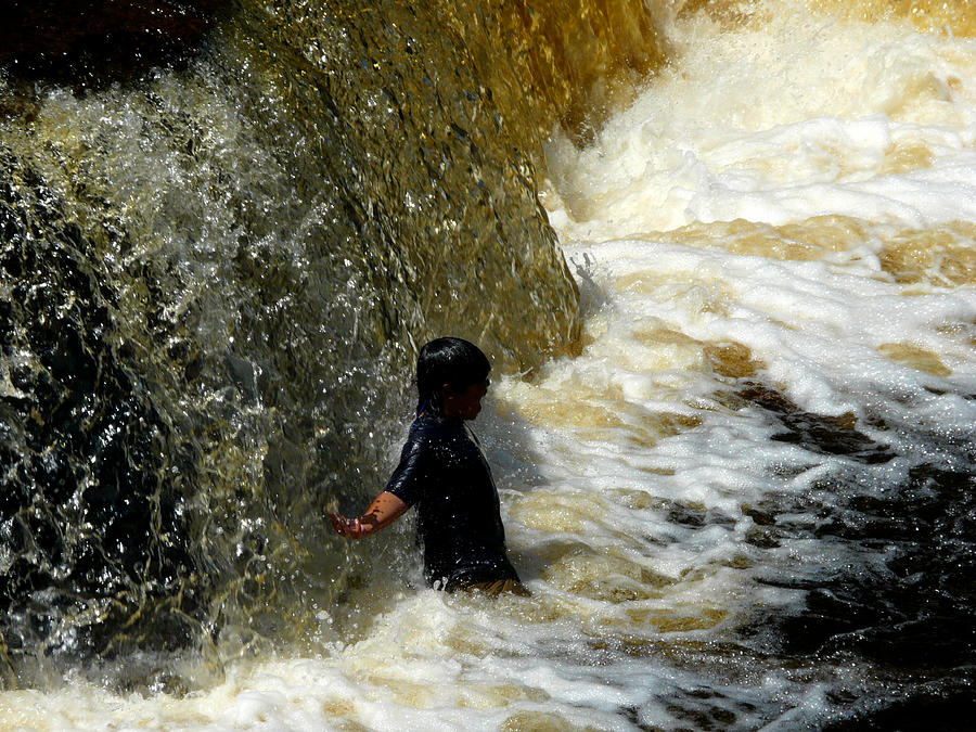 Up Movie Photograph - Cooling off in Tahquamenon Falls by Glenn McGloughlin