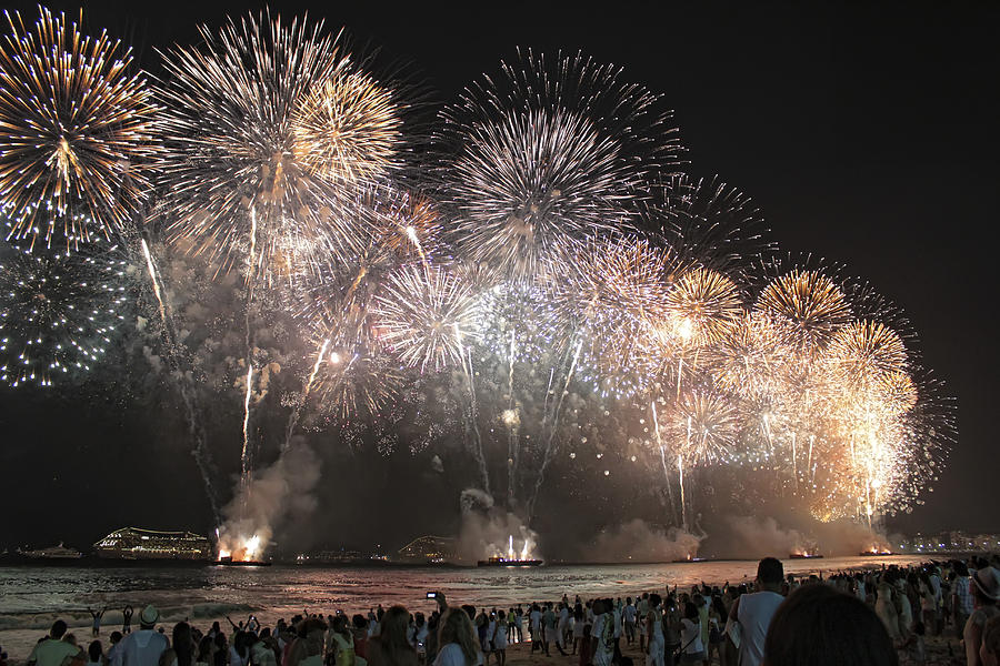 Copacabana fireworks 2012-13 Photograph by Antonello