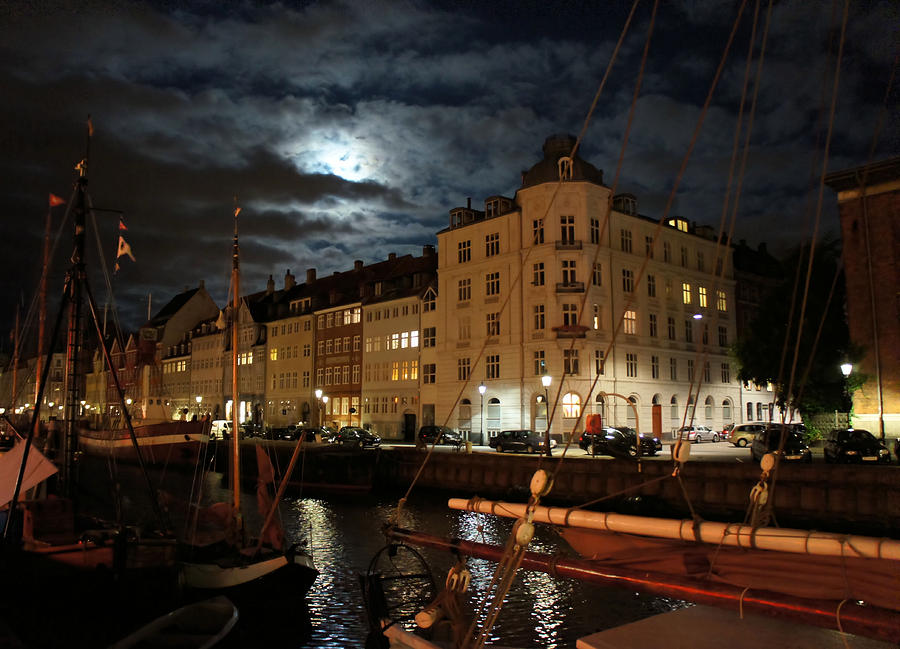 Copenhagen at Night Photograph by Jenny Hudson