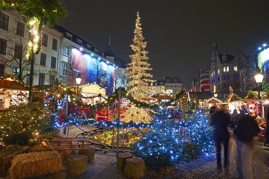 Copenhagen Christmas market at night Photograph by Allan Baxter